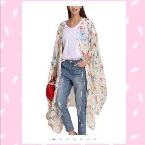 Floral Kimono Sheer Top Plus Size